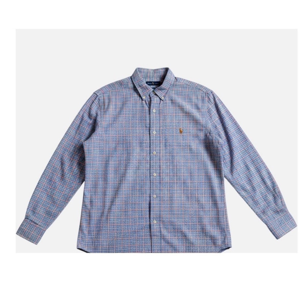 Ralph Lauren Button Down‎ Shirt Mens XL Blue Multi Plaid Pony Long Sleeve